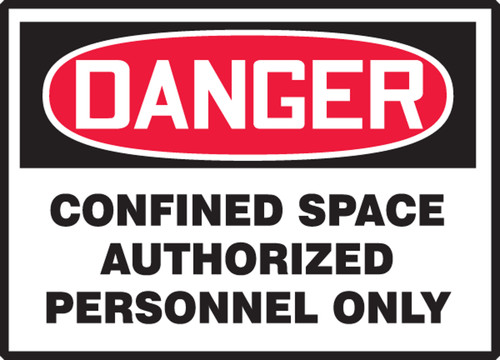 DANGER CONFINED SPACE AUTHORIZED PERSONNEL ONLY, 3-1/2" x 5", Adhesive Vinyl, Pack 5