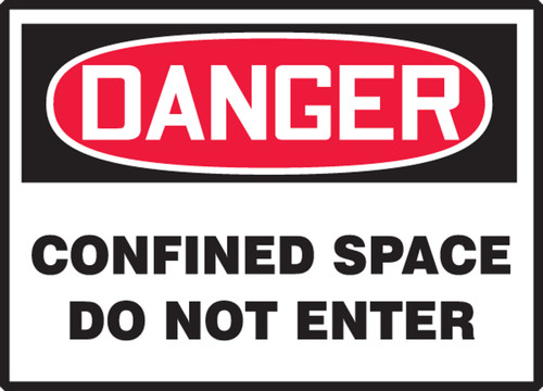 DANGER CONFINED SPACE DO NOT ENTER, 3-1/2" x 5", Adhesive Vinyl, Pack 5