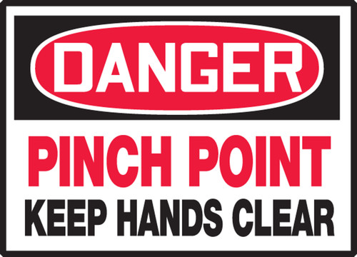 DANGER PINCH POINT KEEP HANDS CLEAR, 3-1/2" x 5", Adhesive Vinyl, Pack 5