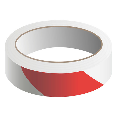 Striped, 2" x 54-ft., 6-mil Adhesive Vinyl, Red/White