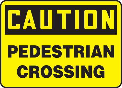 Safety Sign, CAUTION PEDESTRIAN CROSSING, 10" x 14", Aluminum