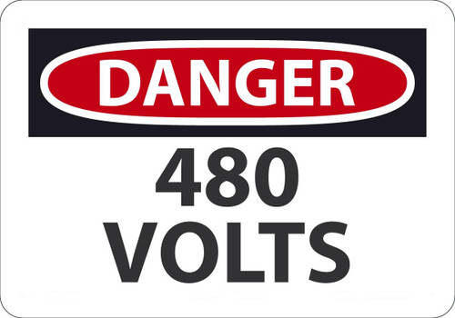 Safety Sign, DANGER 480 VOLTS, 7" x 10", Aluminum