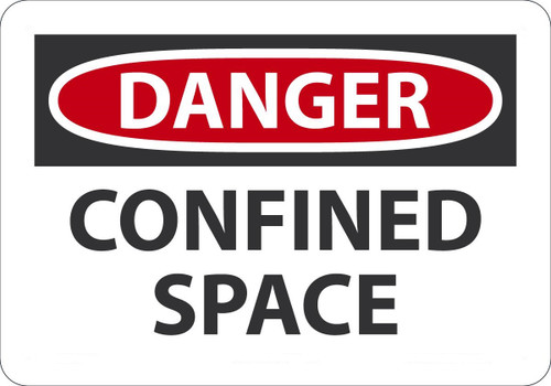 Safety Sign, DANGER CONFINED SPACE, 7" x 10", Aluminum