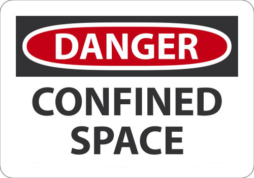 Safety Sign, DANGER CONFINED SPACE, 7" x 10", Plastic