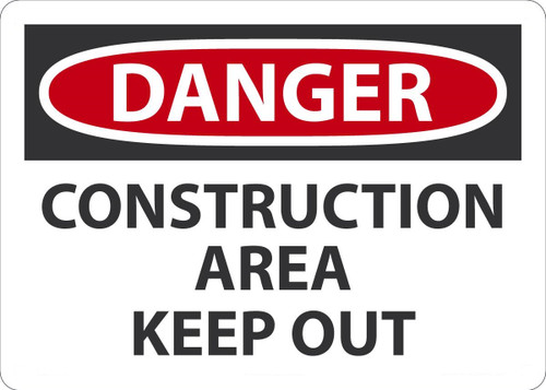 Safety Sign, DANGER CONSTRUCTION AREA KEEP OUT, 10" x 14", Aluminum
