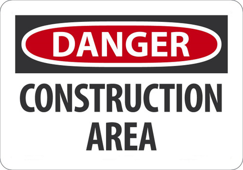 Safety Sign, DANGER CONSTRUCTION AREA, 7" x 10", Plastic