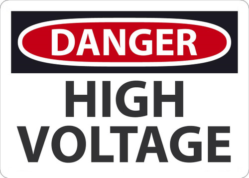 Safety Sign, DANGER HIGH VOLTAGE, 10" x 14", Aluminum