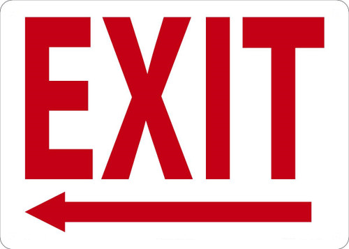 Safety Sign, EXIT (Left Arrow), 10" x 14", Adhesive Vinyl