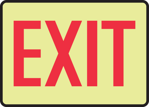 Safety Sign, EXIT, 10" x 14", Lumi-Glow Flex