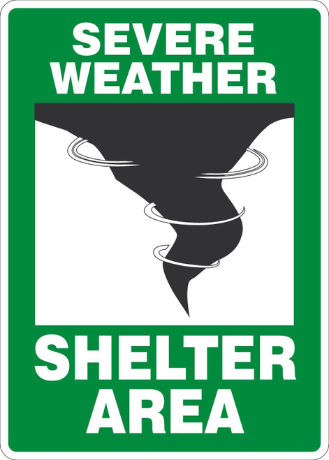 Safety Sign, SEVERE WEATHER SHELTER AREA, 14" x 10", Adhesive Vinyl