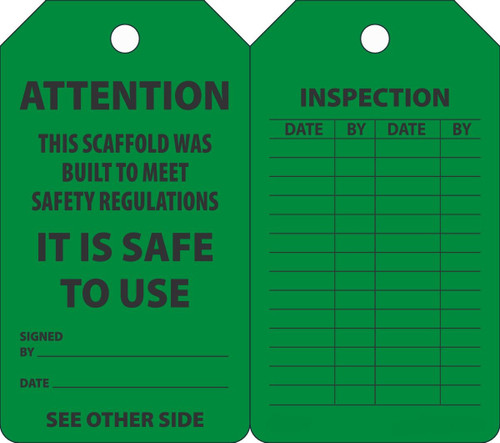 Scaffold Tag, ATTENTION THIS SCAFFOLD WAS BUILT, 5-3/4" x 3-1/4", PF-Cardstock, Pack 25