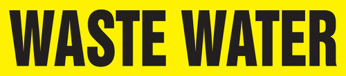 Self-Stick Pipe Marker, WASTE WATER, Fits 2-1/2" to 6" Pipe Diameter, Adhesive Vinyl, Black/Yellow