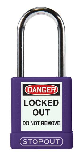 STOPOUT� Plastic Body Padlock, 1-3/4" x 1-1/2" Body, 1-1/2" Shackle, Keyed Differently, Purple