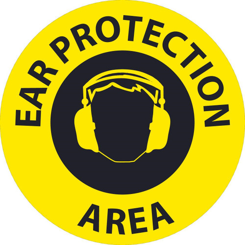 Walk-On Slip-Gard Floor Sign, EAR PROTECTION AREA, 17" x 17", Textured Adhesive Vinyl