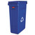 slim jim plastic recycling container with venting channels, 23 gal, plastic, blue