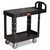Flat Shelf Utility Cart, Plastic, 2 Shelves, 500 lb Capacity, 19.19" x 37.88" x 33.33", Black