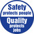 SAFETY PROTECTS PEOPLE QUALITY PROTECTS JOBS, 2-1/4" x 2-1/4", Adhesive Vinyl, Pack 10