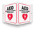 3D Style, AED AUTOMATED EXTERNAL DEFIBRILLATOR, 6" x 5" Panel, Plastic