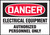 DANGER ELECTRICAL EQUIPMENT AUTHORIZED PERSONNEL ONLY, 3-1/2" x 5", Adhesive Vinyl, Pack 5