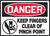 DANGER KEEP FINGERS CLEAR OF PINCH POINT (Graphic), 3-1/2" x 5", Adhesive Vinyl, Pack 5