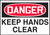 DANGER KEEP HANDS CLEAR, 3-1/2" x 5", Adhesive Vinyl, Pack 5