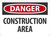 Safety Sign, DANGER CONSTRUCTION AREA, 10" x 14", Plastic