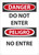 Safety Sign, DANGER DO NOT ENTER (English, Spanish), 14" x 10", Aluminum