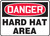 Safety Sign, DANGER HARD HAT AREA, 7" x 10", Adhesive Vinyl
