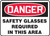 Safety Sign, DANGER SAFETY GLASSES REQUIRED IN THIS AREA, 7" x 10", Adhesive Vinyl