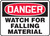 Safety Sign, DANGER WATCH FOR FALLING MATERIAL, 7" x 10", Adhesive Vinyl