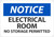 Safety Sign, NOTICE ELECTRICAL ROOM NO STORAGE PERMITTED, 7" x 10", Plastic