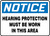 Safety Sign, NOTICE HEARING PROTECTION MUST BE WORN IN THIS AREA, 10" x 14", Plastic