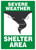 Safety Sign, SEVERE WEATHER SHELTER AREA, 14" x 10", Adhesive Vinyl