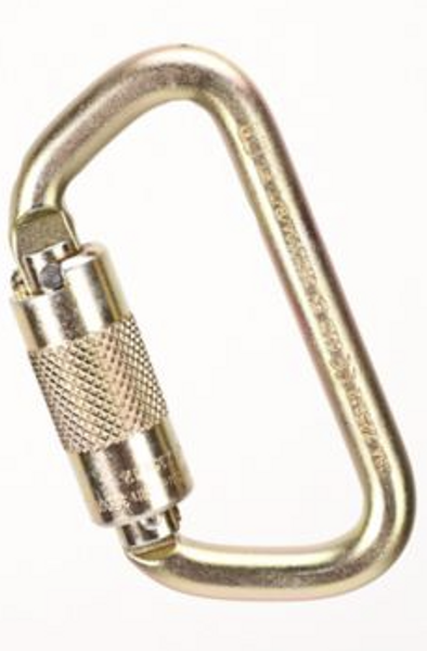 Steel Carabiner, 9/16" Gate Opening, Auto-Locking, ANSI Z359.12