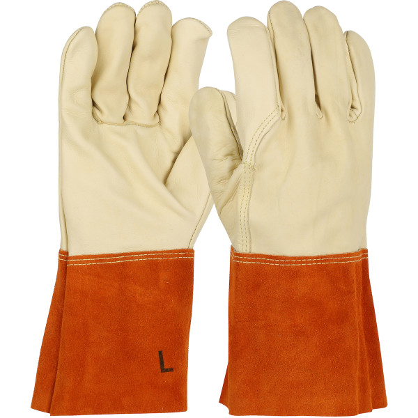 Premium Top Grain Cowhide Leather MIG Welder's Glove with DuPont™ Kevlar® Stitching - 4" Red Band Top Cuff