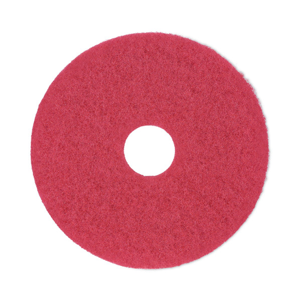 Buffing Floor Pads, 14" Diameter, Red, 5/carton