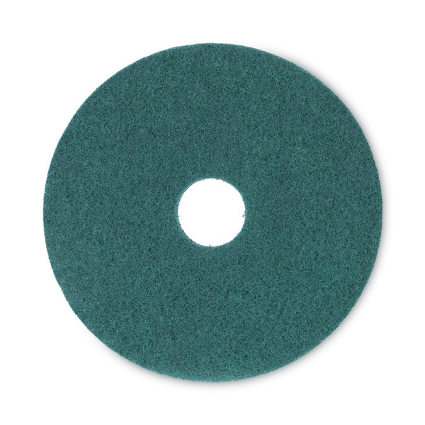 Heavy-Duty Scrubbing Floor Pads, 16" Diameter, Green, 5/carton