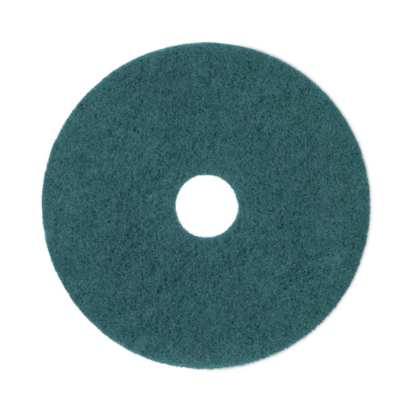 Heavy-Duty Scrubbing Floor Pads, 17" Diameter, Green, 5/carton