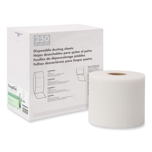 Trapeze Disposable Dusting Sheets, 8" X 125 Ft, White, 250 Sheets/roll,