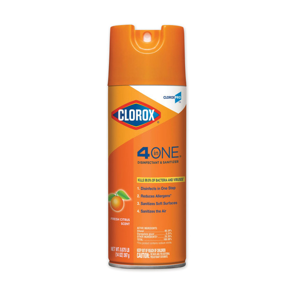 4-In-One Disinfectant And Sanitizer, Citrus, 14 Oz Aerosol Spray