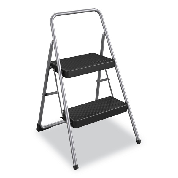 2-STEP FOLDING STEEL STEP STOOL, 200 LB CAPACITY, 28.13" WORKING HEIGHT, COOL GRAY