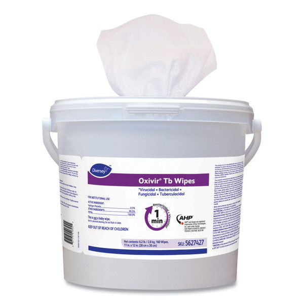 Oxivir TB Disinfectant Wipes, 11 x 12, White, 160/Bucket, 4 Buckets/Carton