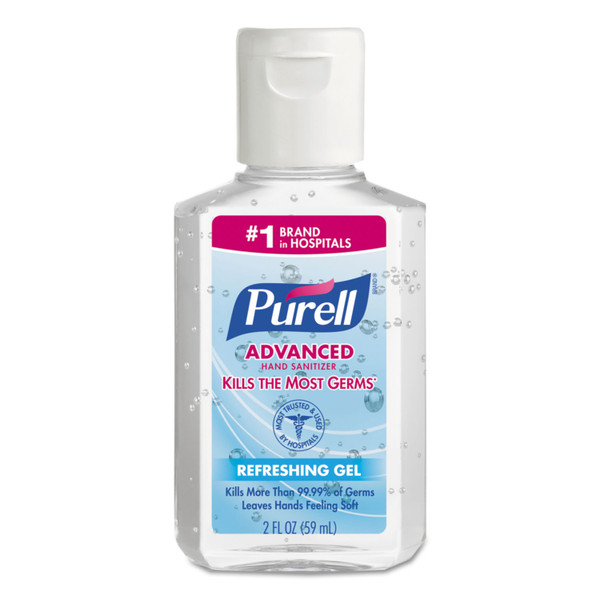 Advanced Hand Sanitizer Refreshing Gel, 2 oz, Flip-Cap Bottle, Clean Scent, 24/Carton