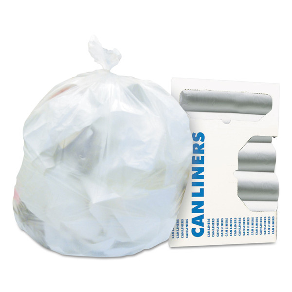 High-Density Waste Can Liners, 16 gal, 8 mic, 24" x 33", Natural, 50 Bags/Roll, 20 Rolls/Carton