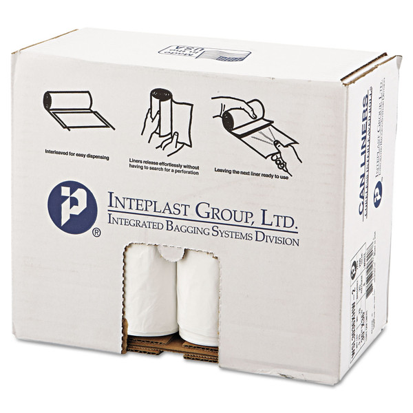 low-density commercial can liners, 30 gal, 0.7 mil, 30" x 36", white, 25 bags/roll, 8 rolls/carton