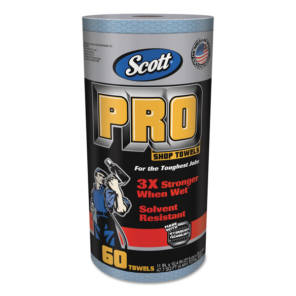 Pro Shop Towels, Heavy Duty, 1-Ply, 10.4 x 11, Blue, 12 Rolls/Carton