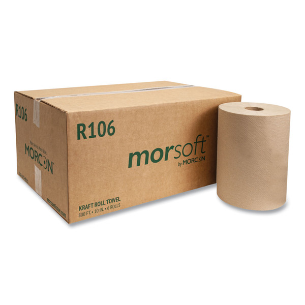 10 Inch Roll Towels, 1-Ply, 10" X 800 Ft, Kraft, 6 Rolls/carton