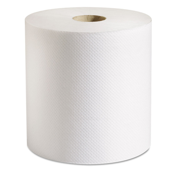 100% Recycled Hardwound Roll Paper Towels, 1-Ply, 7.88" x 800 ft, White, 6 Rolls/Carton