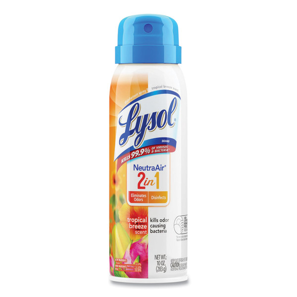 2 In 1 Disinfectant Spray Iii, Tropical Breeze, 10 Oz Aerosol Spray, 6/carton