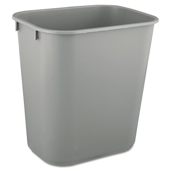 Deskside Plastic Wastebasket, 3.5 gal, Plastic, Gray